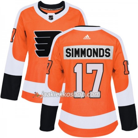 Nainen NHL Philadelphia Flyers Pelipaita Wayne Simmonds 17 Adidas 2017-2018 Oranssi Authentic